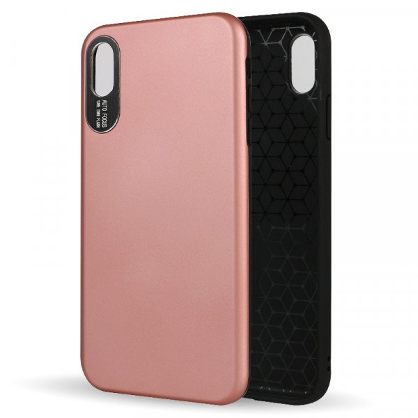 Wholesale iPhone Xr 6.1in Strong Armor Case with Hidden Metal Plate (Rose Gold)